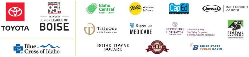 A grid of several event sponsor logos, including Toyota and Junior League of Boise, among others.